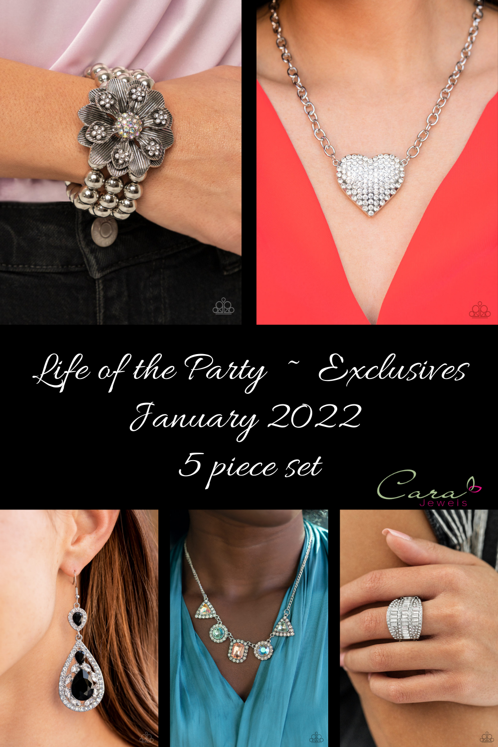 Life of the Party Exclusives January 2022 - 5 piece set - Paparazzi Accessories- lightbox - CarasShop.com - Paparazzi Jewelry by Cara Jewels