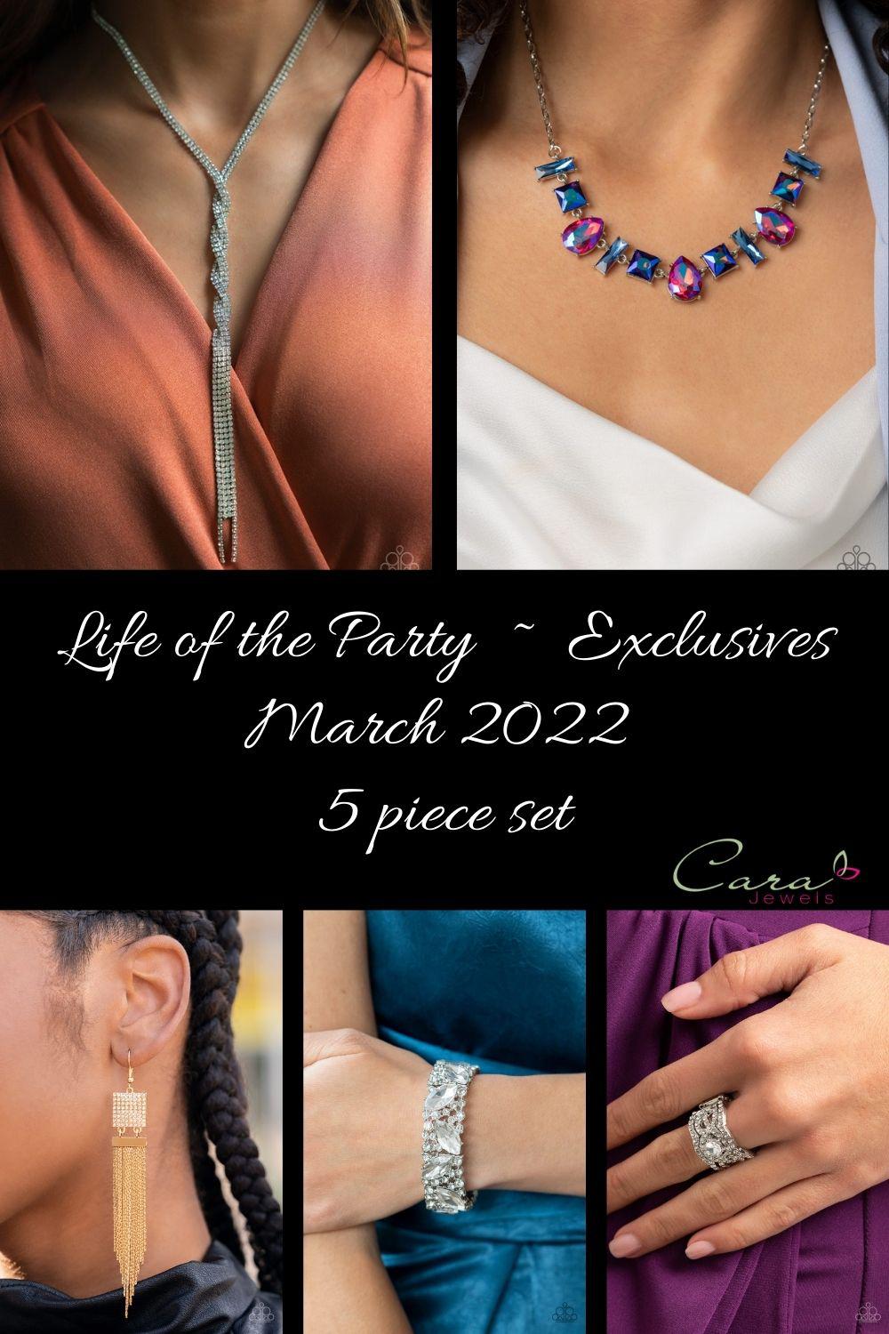 Life of the Party Exclusives March 2022 - 5 piece set - Paparazzi Accessories- Complete Look - CarasShop.com - Paparazzi Jewelry by Cara Jewels
