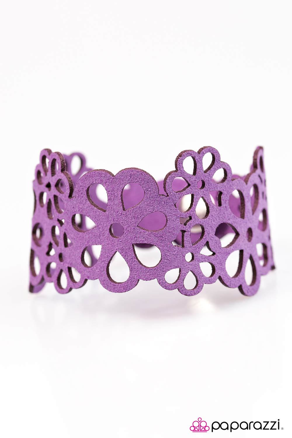 Life's A Garden Purple Lace Urban Wrap Snap Bracelet - Paparazzi Accessories- lightbox - CarasShop.com - Paparazzi Jewelry by Cara Jewels
