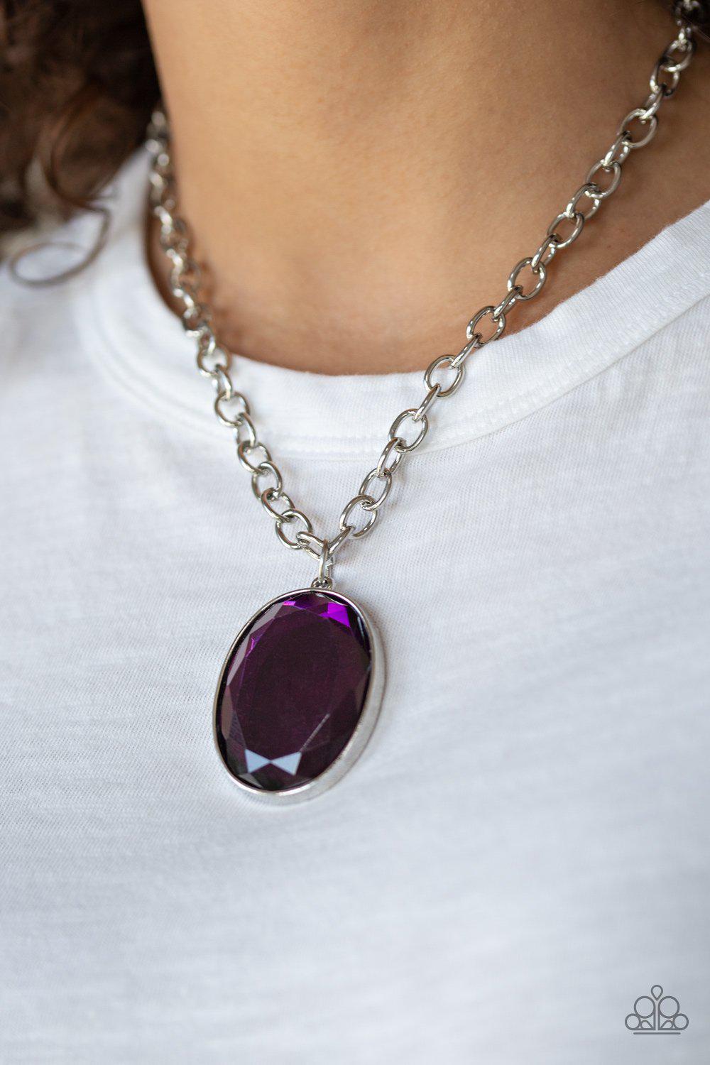Light as HEIR Purple Rhinestone Necklace - Paparazzi Accessories- lightbox - CarasShop.com - Paparazzi Jewelry by Cara Jewels