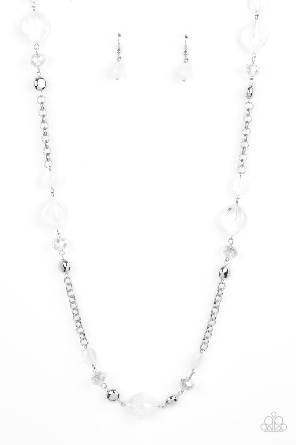 Light-Scattering Luminosity White Necklace - Paparazzi Accessories- lightbox - CarasShop.com - Paparazzi Jewelry by Cara Jewels
