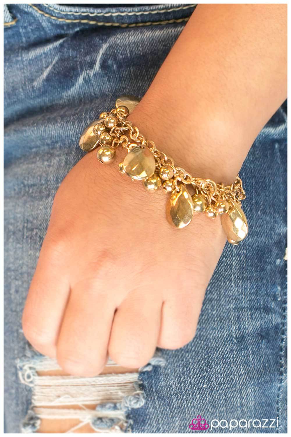 Like A Boss Gold Bracelet - Paparazzi Accessories- on model - CarasShop.com - Paparazzi Jewelry by Cara Jewels