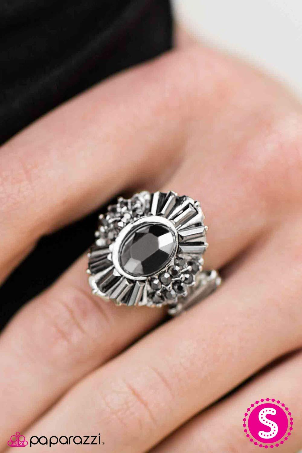 Limited Edition Silver and Hematite Ring - Paparazzi Accessories- lightbox - CarasShop.com - Paparazzi Jewelry by Cara Jewels