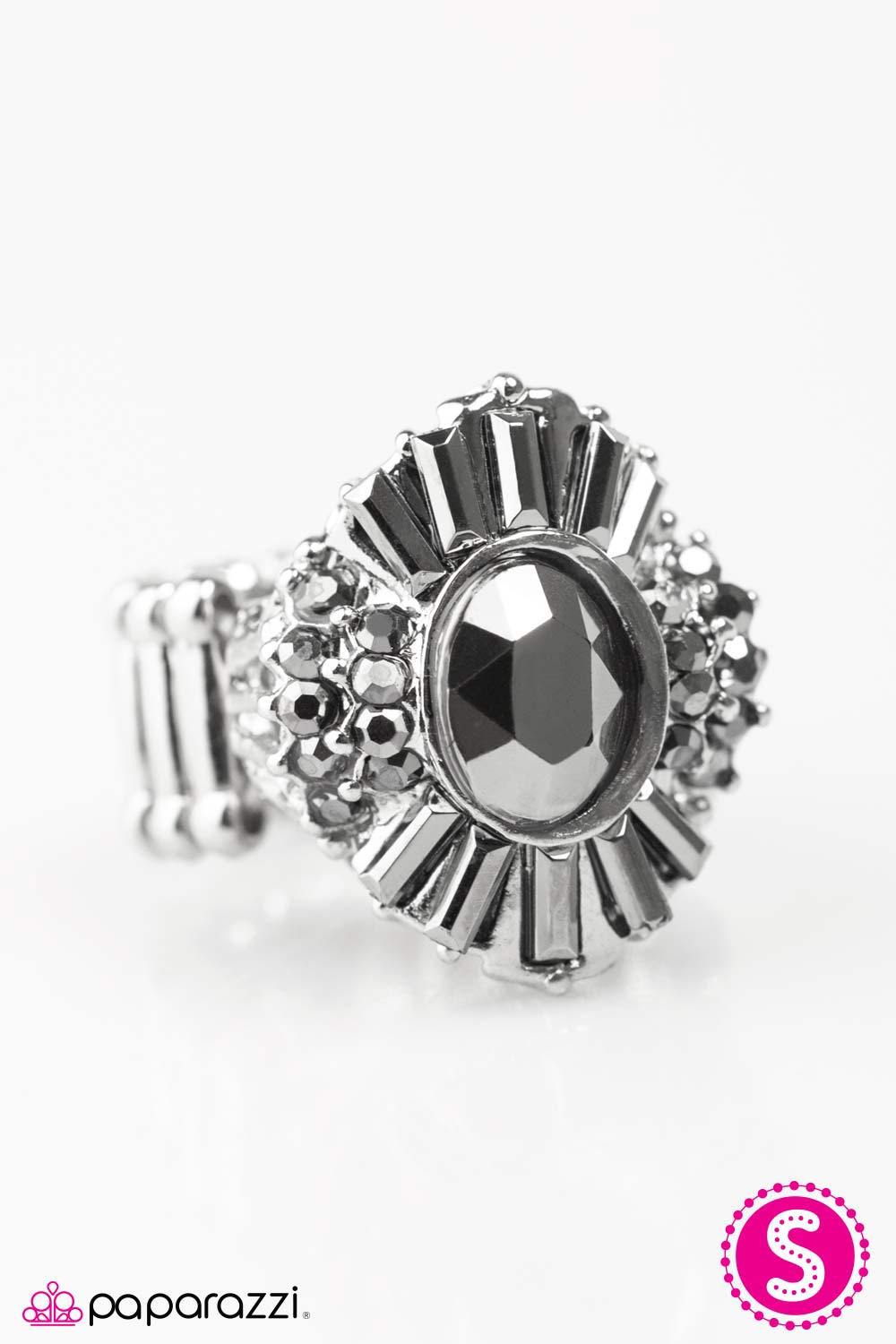 Limited Edition Silver and Hematite Ring - Paparazzi Accessories- on model - CarasShop.com - Paparazzi Jewelry by Cara Jewels