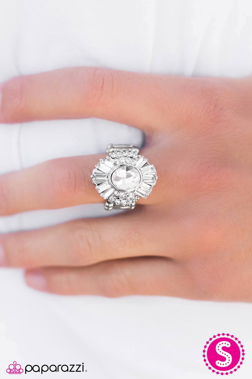 Limited Edition White Rhinestone Ring - Paparazzi Accessories- lightbox - CarasShop.com - Paparazzi Jewelry by Cara Jewels