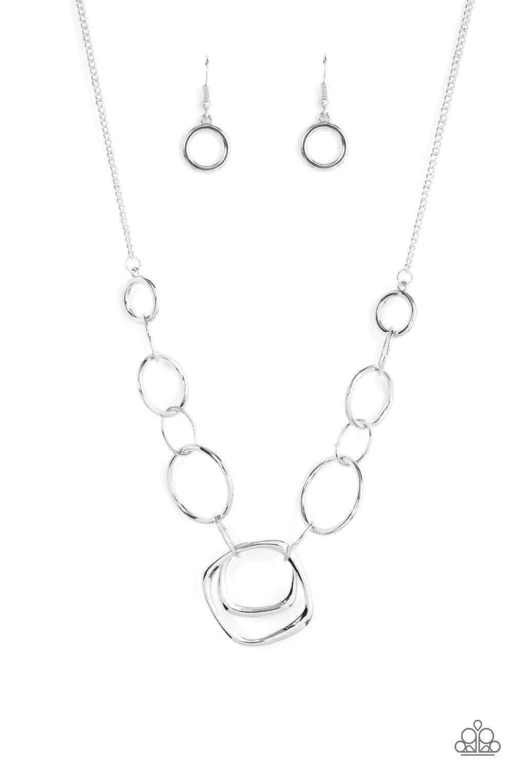 Linked Up Luminosity Silver Necklace - Paparazzi Accessories- lightbox - CarasShop.com - Paparazzi Jewelry by Cara Jewels