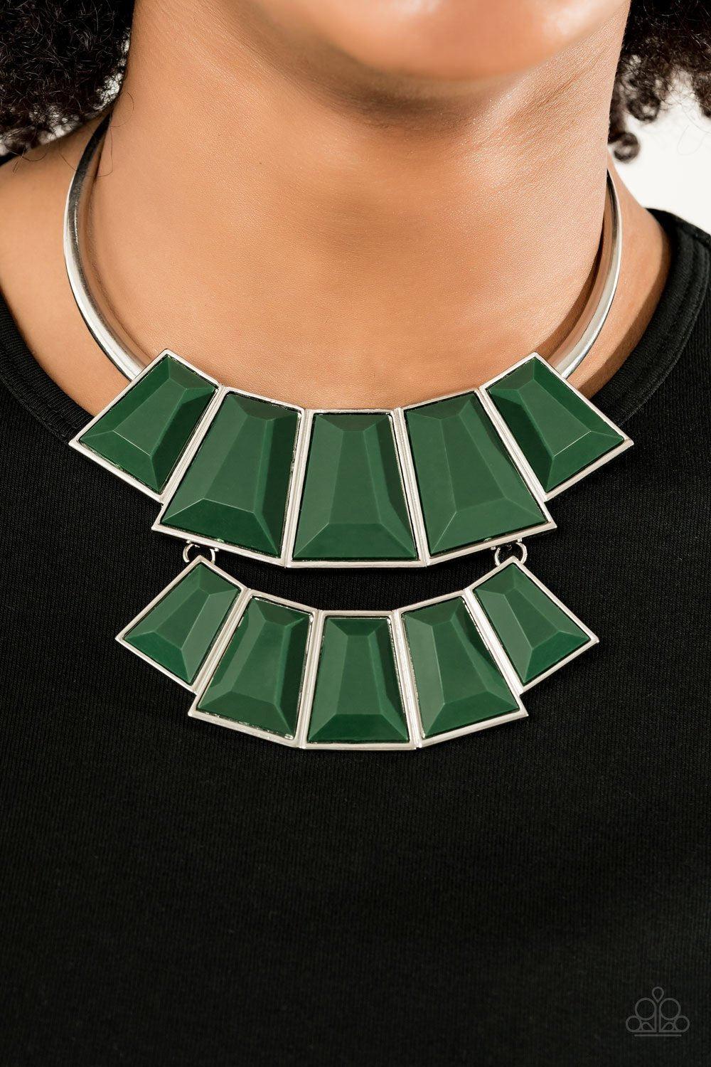 Lions, Tigress and Bears Green Necklace - Paparazzi Accessories- on model - CarasShop.com - Paparazzi Jewelry by Cara Jewels