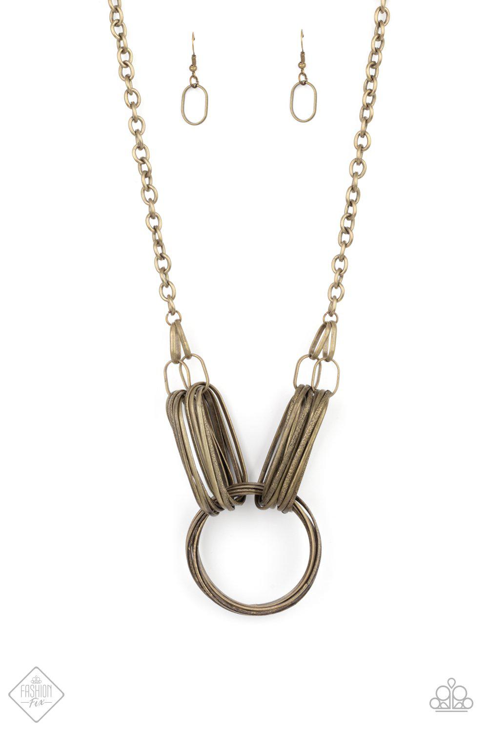 Lip Sync Links Brass Necklace - Paparazzi Accessories- lightbox - CarasShop.com - Paparazzi Jewelry by Cara Jewels