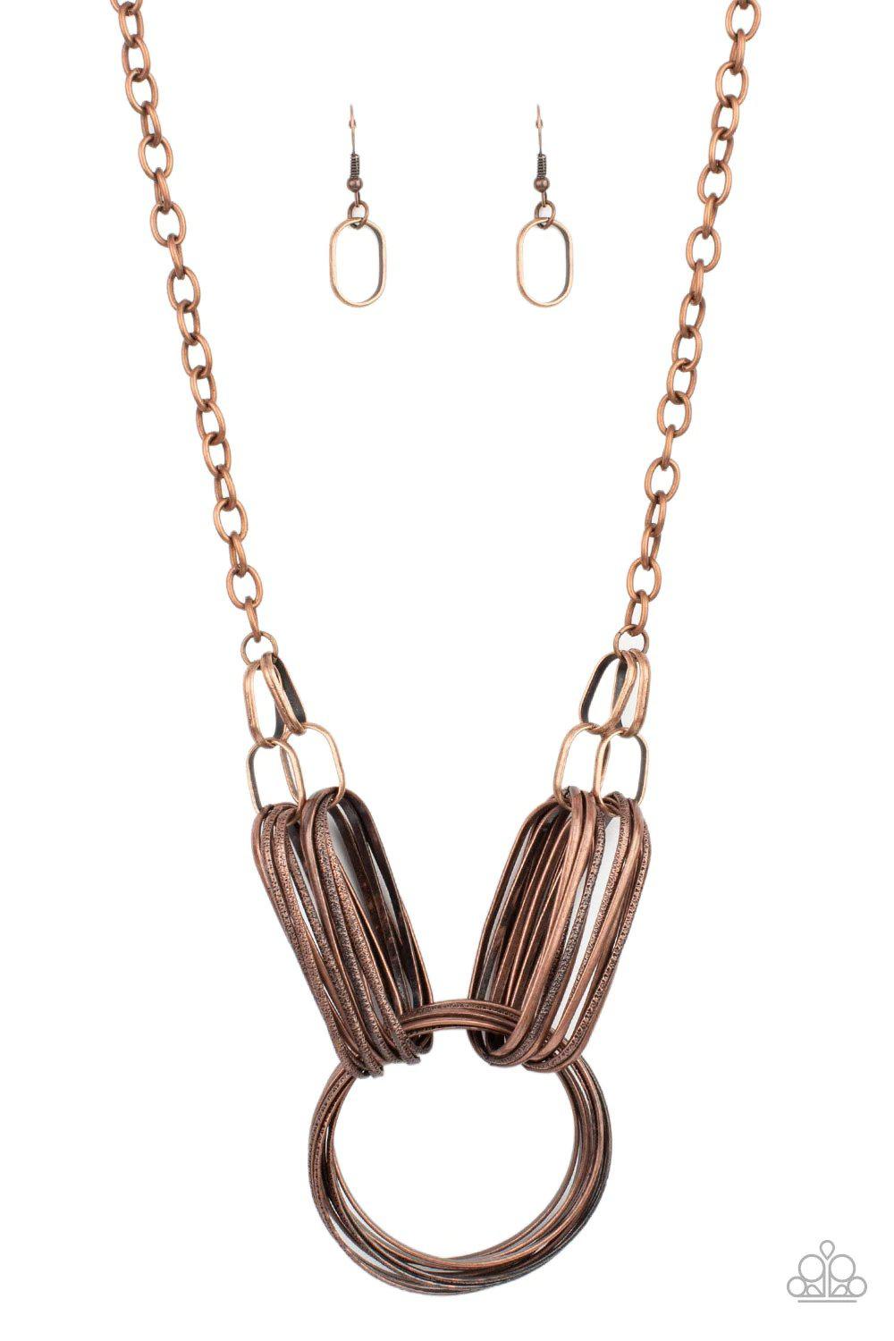 Lip Sync Links Copper Necklace - Paparazzi Accessories- lightbox - CarasShop.com - Paparazzi Jewelry by Cara Jewels