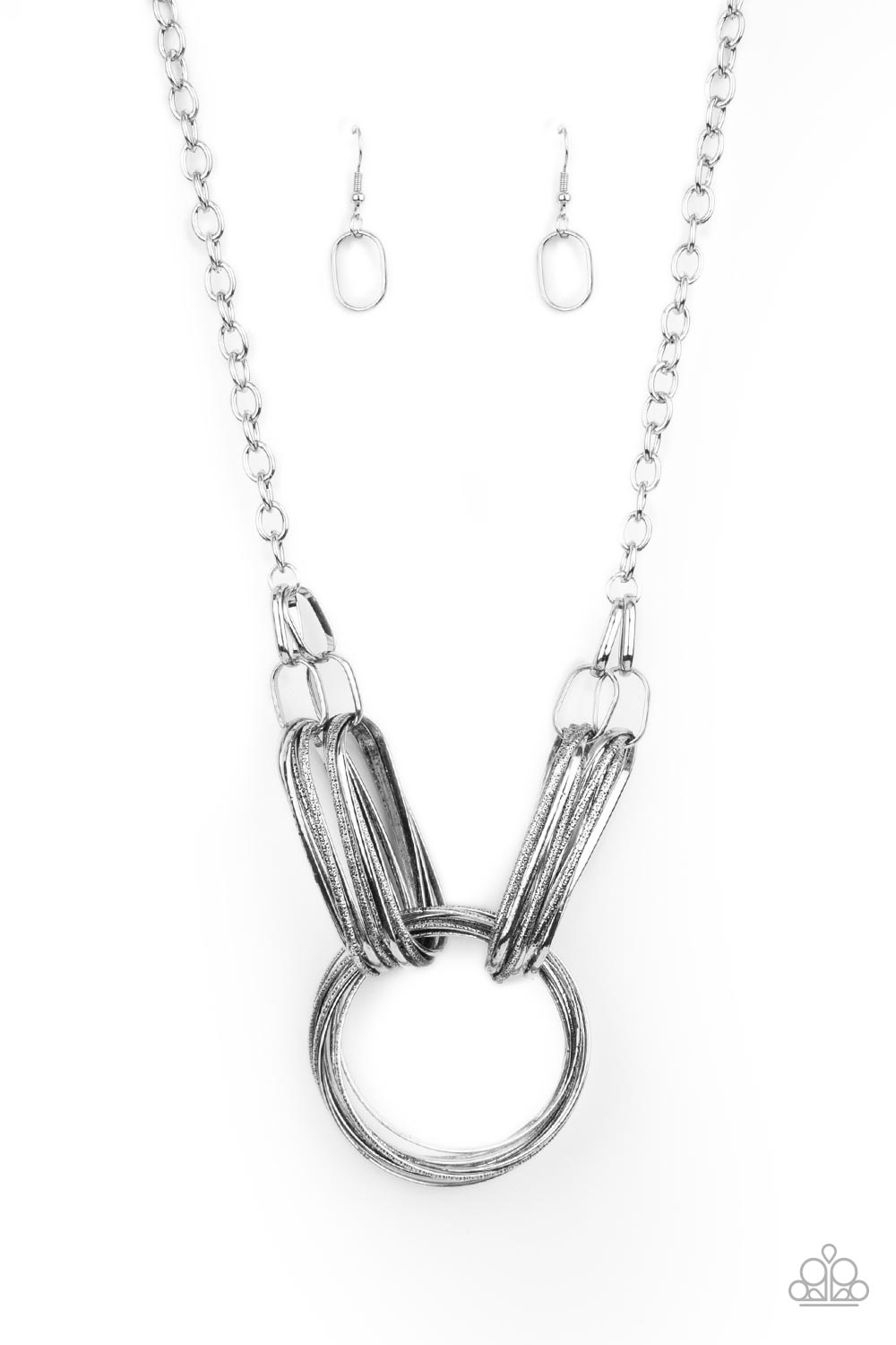 Lip Sync Links Silver Necklace - Paparazzi Accessories- lightbox - CarasShop.com - Paparazzi Jewelry by Cara Jewels