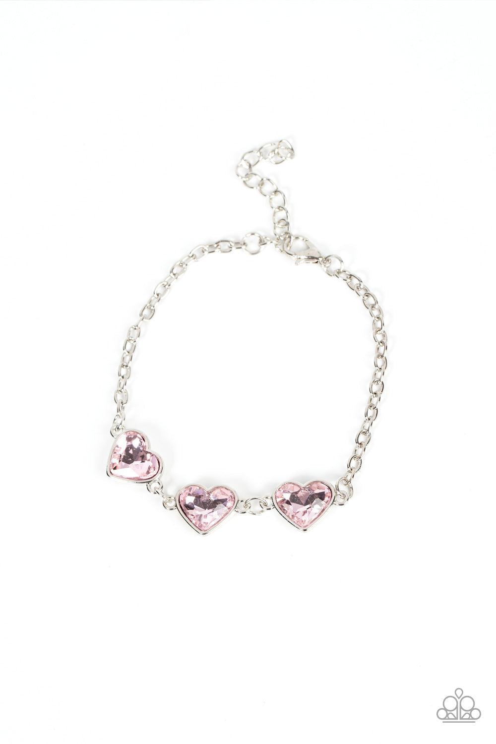 Little Heartbreaker Pink Heart Bracelet - Paparazzi Accessories- lightbox - CarasShop.com - Paparazzi Jewelry by Cara Jewels