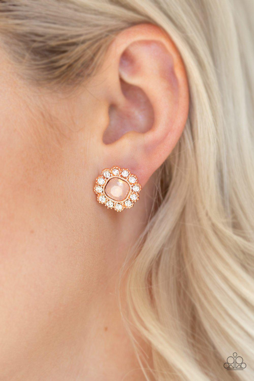 Little Lady Copper Earrings - Paparazzi Accessories- lightbox - CarasShop.com - Paparazzi Jewelry by Cara Jewels