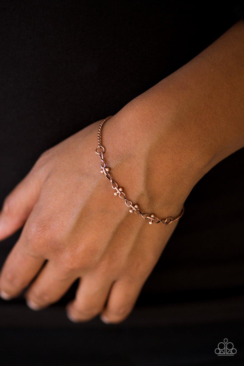 Little Wonder Copper Bracelet - Paparazzi Accessories- lightbox - CarasShop.com - Paparazzi Jewelry by Cara Jewels