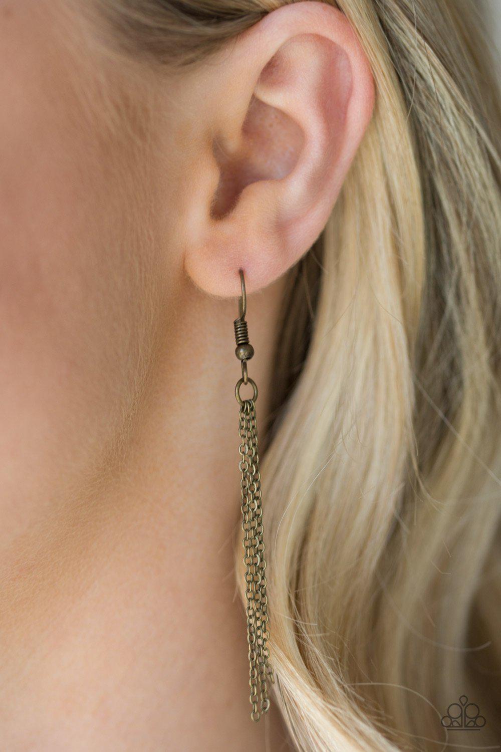 Live For Love Brass Heart Necklace - Paparazzi Accessories- on model - CarasShop.com - Paparazzi Jewelry by Cara Jewels