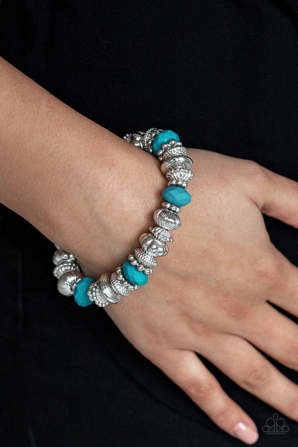 Live Life To The COLOR-fullest Blue and Silver Bracelet - Paparazzi Accessories- lightbox - CarasShop.com - Paparazzi Jewelry by Cara Jewels