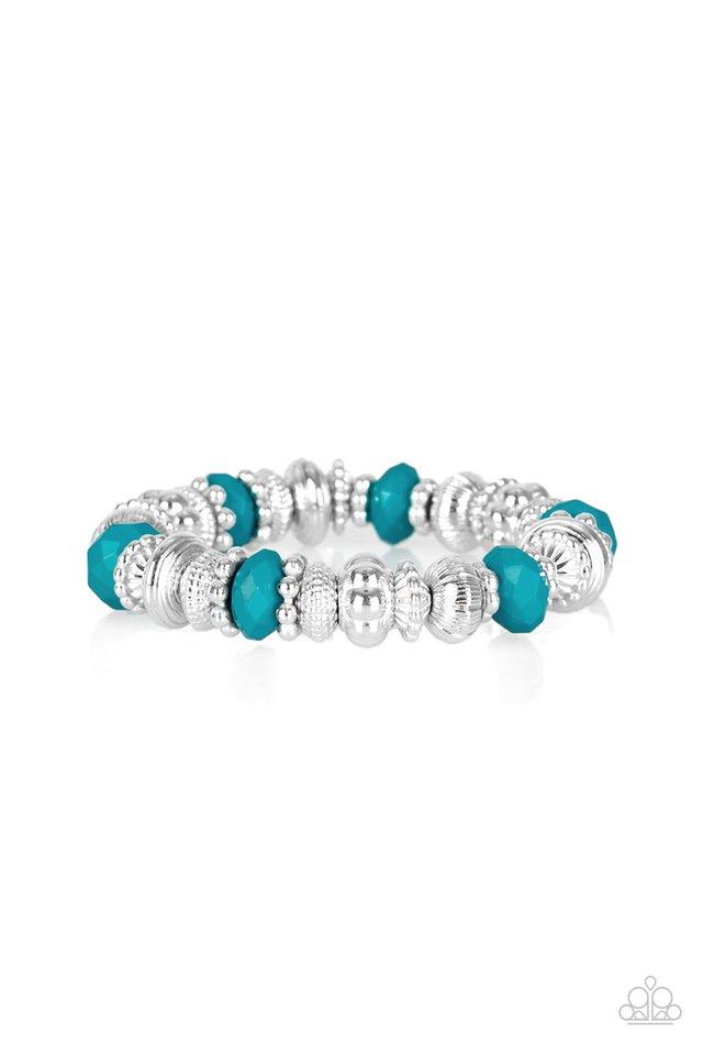 Live Life To The COLOR-fullest Blue and Silver Bracelet - Paparazzi Accessories- on model - CarasShop.com - Paparazzi Jewelry by Cara Jewels