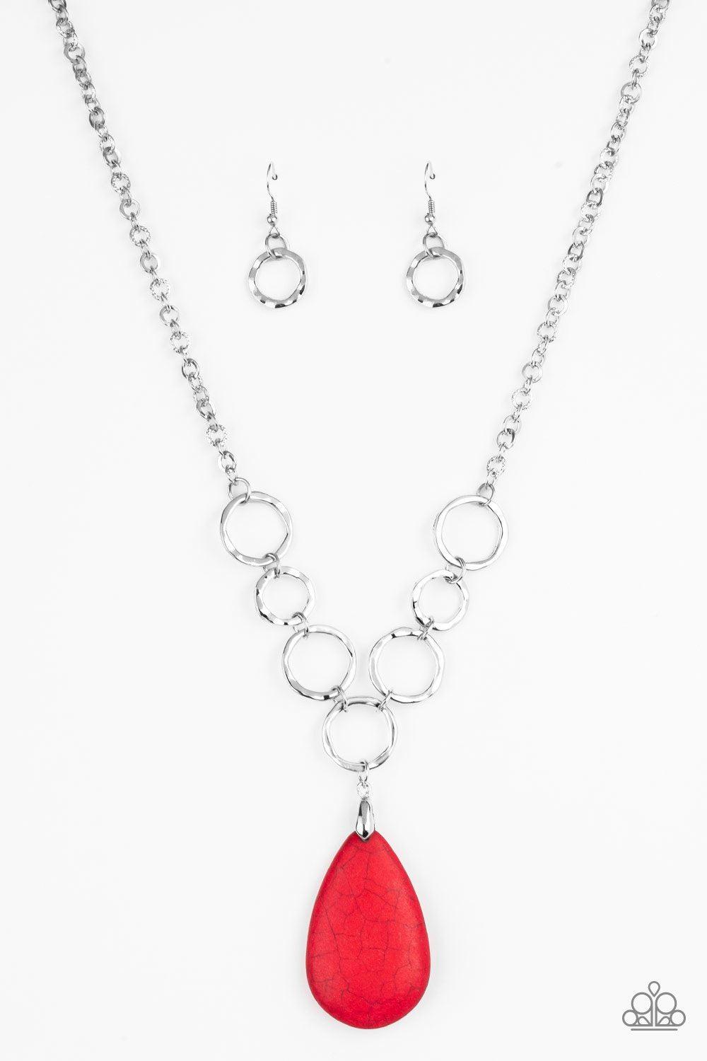 Livin' On A Prairie Red Stone Necklace - Paparazzi Accessories - free matching earrings -CarasShop.com - Paparazzi Jewelry by Cara Jewels