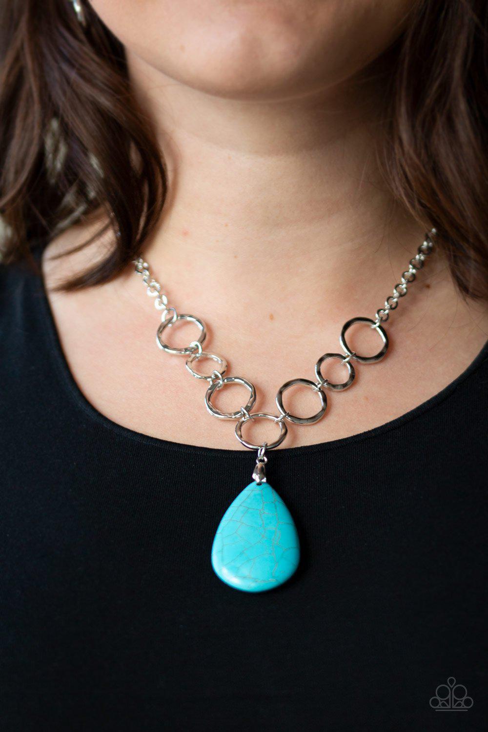 Livin' On A PRAIRIE Turquoise Blue Stone Necklace - Paparazzi Accessories- lightbox - CarasShop.com - Paparazzi Jewelry by Cara Jewels