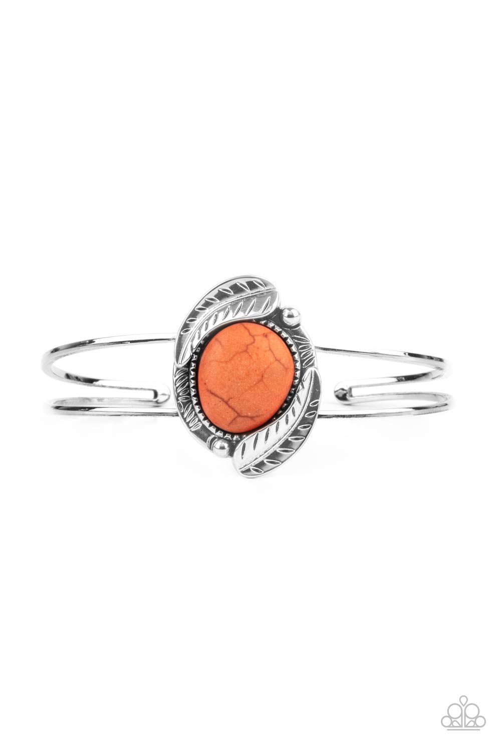 Living Off The BANDLANDS Orange Stone Cuff Bracelet - Paparazzi Accessories- lightbox - CarasShop.com - Paparazzi Jewelry by Cara Jewels