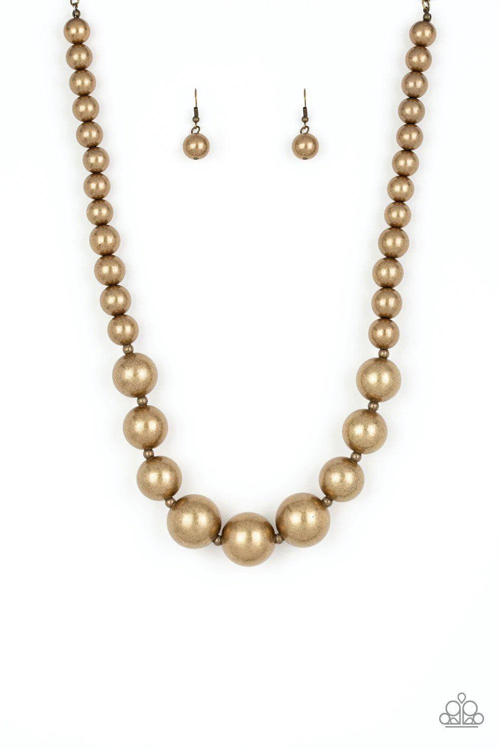 Living Up To Reputation Brass Necklace - Paparazzi Accessories- lightbox - CarasShop.com - Paparazzi Jewelry by Cara Jewels