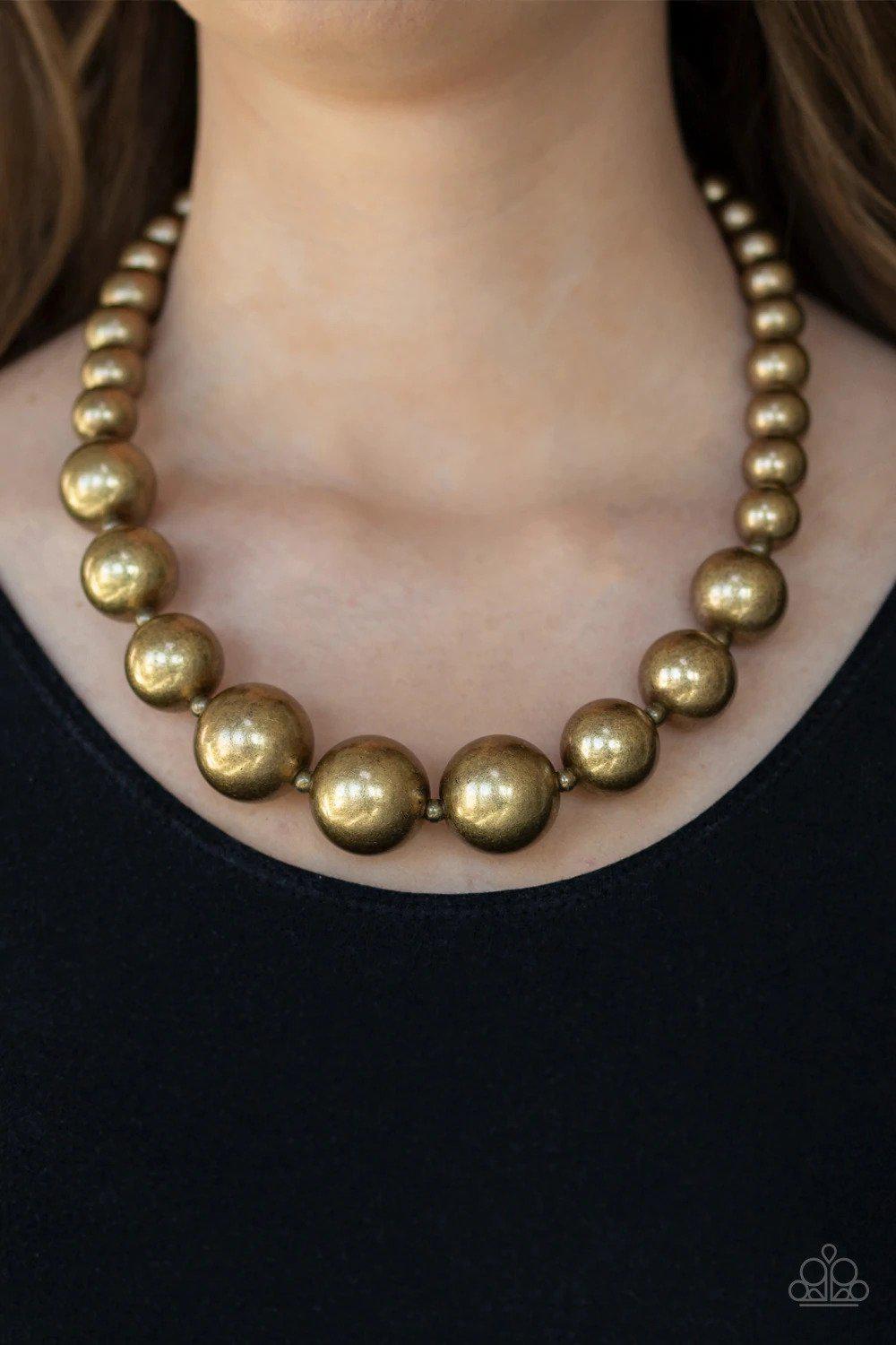 Living Up To Reputation Brass Necklace - Paparazzi Accessories- lightbox - CarasShop.com - Paparazzi Jewelry by Cara Jewels