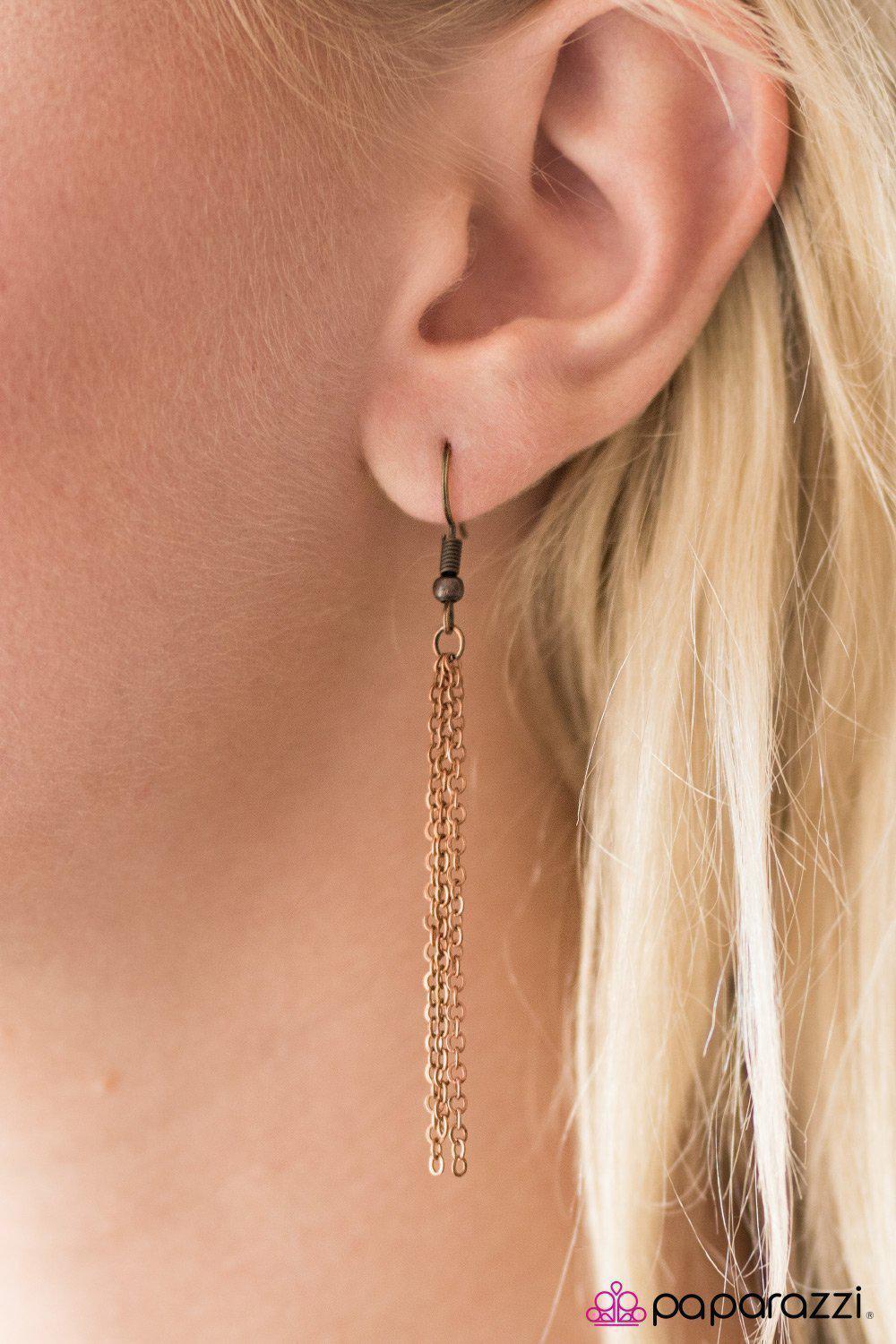 Lo and Be BOLD! Copper Chain Necklace - Paparazzi Accessories - free matching earrings -CarasShop.com - Paparazzi Jewelry by Cara Jewels