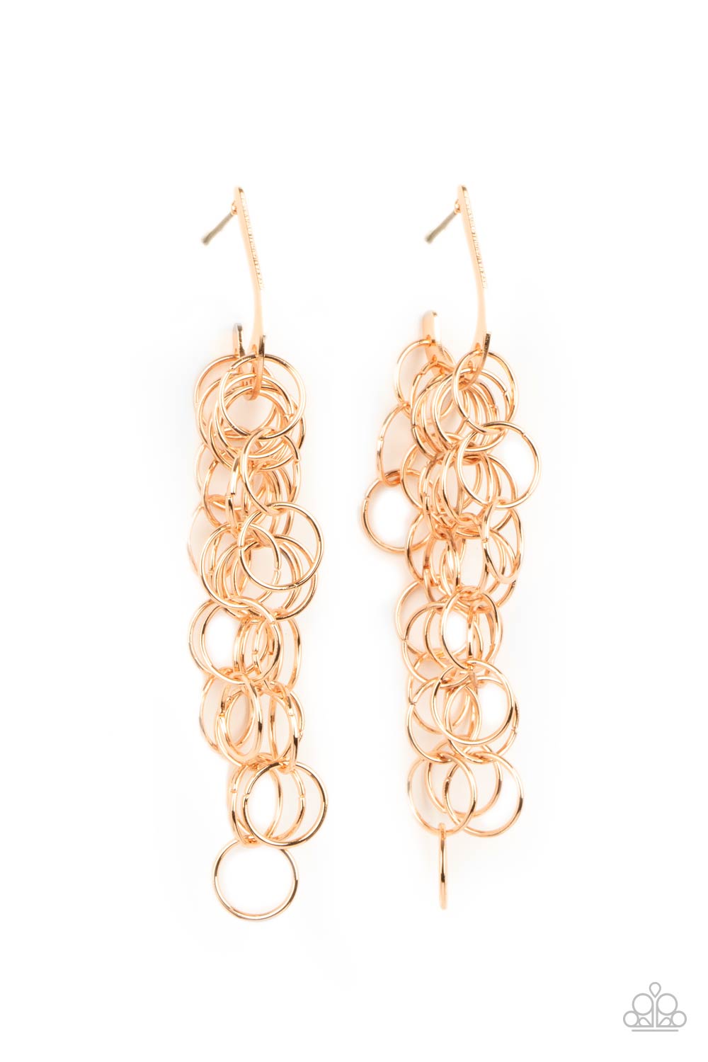 Long Live The Rebels Gold Cascading Hoop Earrings - Paparazzi Accessories- lightbox - CarasShop.com - Paparazzi Jewelry by Cara Jewels