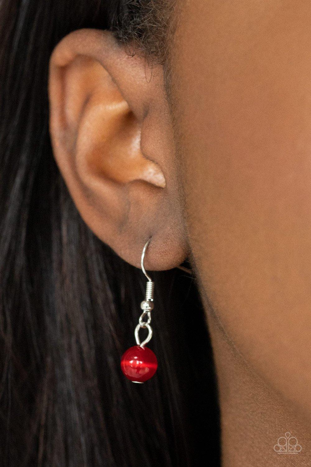 Look Into My Aura Red Cat's Eye Stone Necklace - Paparazzi Accessories - free matching earrings -CarasShop.com - Paparazzi Jewelry by Cara Jewels