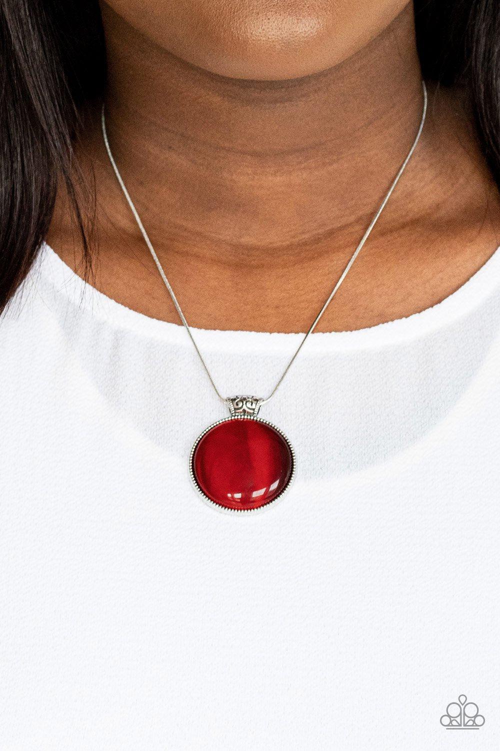 Look Into My Aura Red Cat's Eye Stone Necklace - Paparazzi Accessories- lightbox - CarasShop.com - Paparazzi Jewelry by Cara Jewels