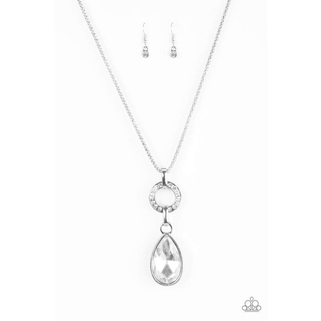 Lookin' Like A Million White Necklace - Paparazzi Accessories- on model - CarasShop.com - Paparazzi Jewelry by Cara Jewels