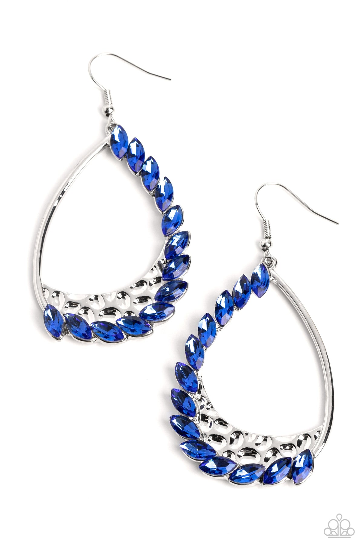 Looking Sharp Blue Rhinestone Earrings - Paparazzi Accessories- lightbox - CarasShop.com - Paparazzi Jewelry by Cara Jewels