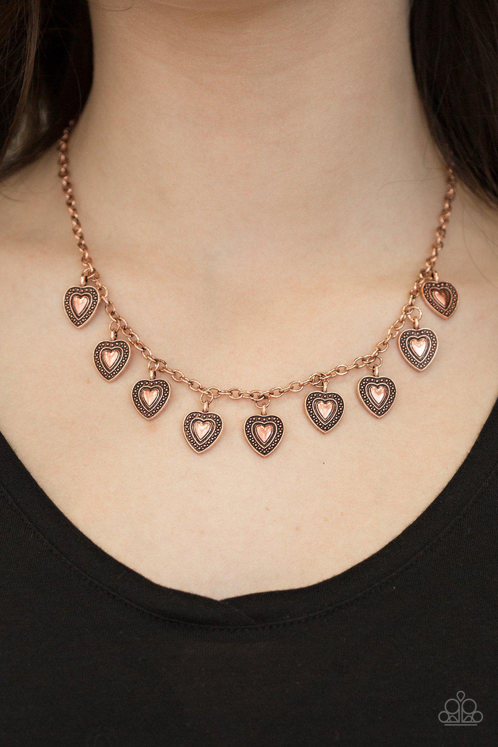 Lost In The Moment Copper Heart Necklace - Paparazzi Accessories- lightbox - CarasShop.com - Paparazzi Jewelry by Cara Jewels