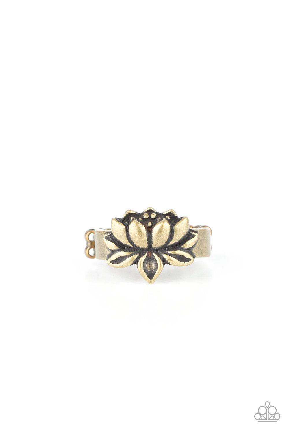 Lotus Crowns Brass Ring - Paparazzi Accessories- lightbox - CarasShop.com - Paparazzi Jewelry by Cara Jewels