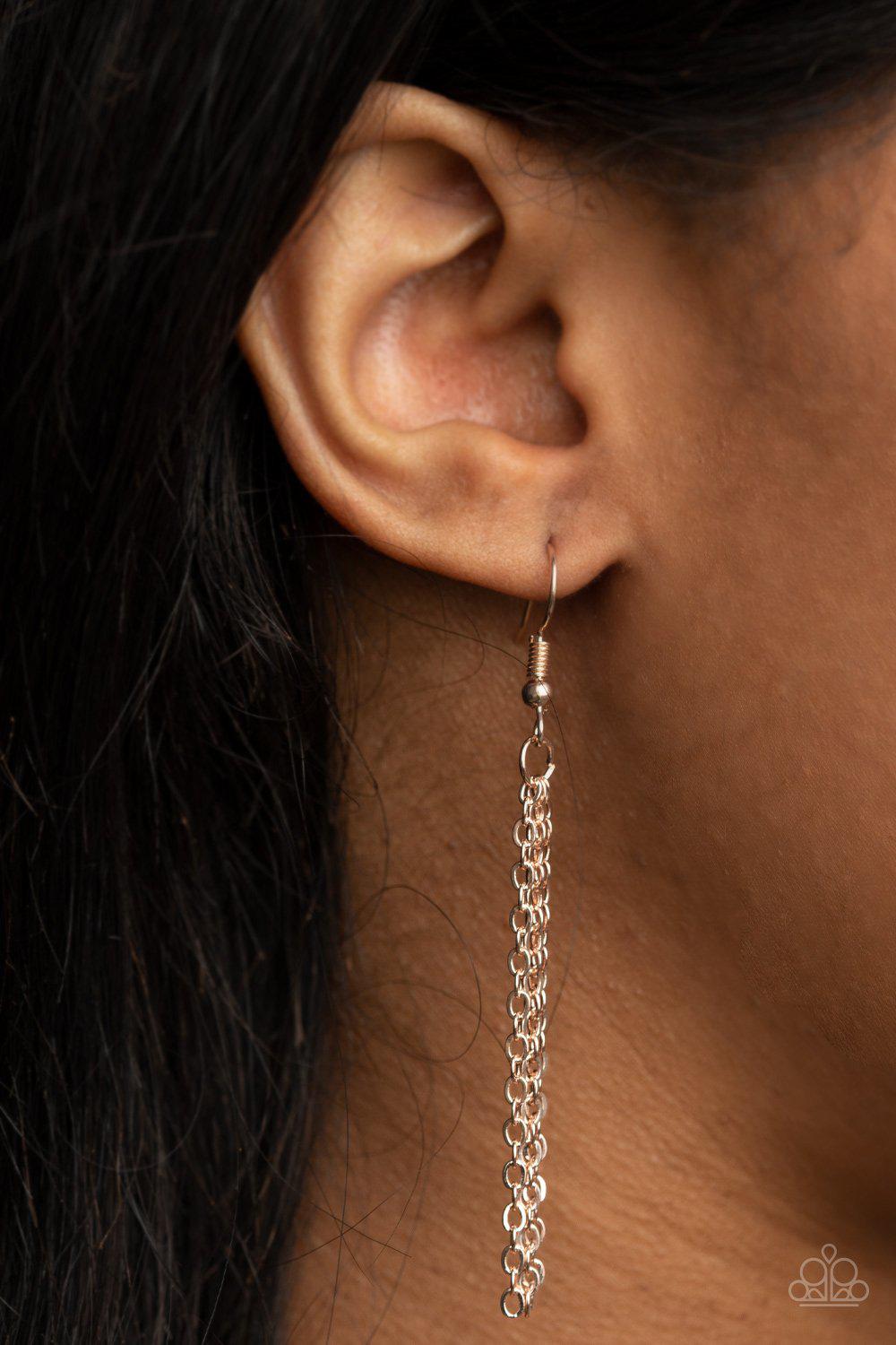 Lotus Retreat Rose Gold Flower Necklace - Paparazzi Accessories - free matching earrings -CarasShop.com - Paparazzi Jewelry by Cara Jewels