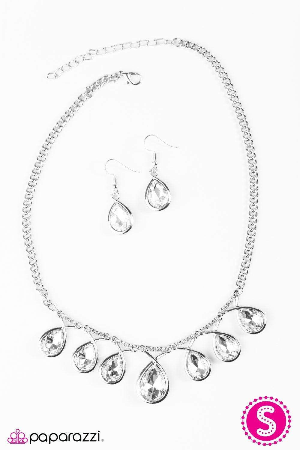 Love at FIERCE Sight White Teardrop Necklace - Paparazzi Accessories- lightbox - CarasShop.com - Paparazzi Jewelry by Cara Jewels