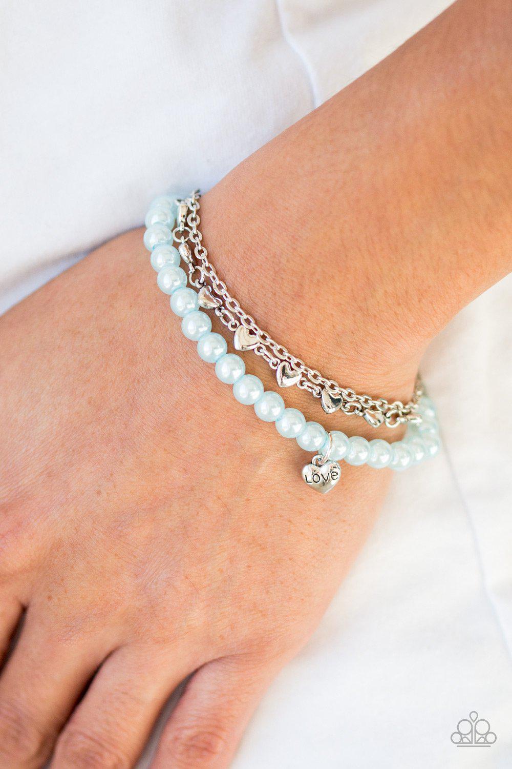 Love Like You Mean It Blue Pearl Bracelet - Paparazzi Accessories- lightbox - CarasShop.com - Paparazzi Jewelry by Cara Jewels
