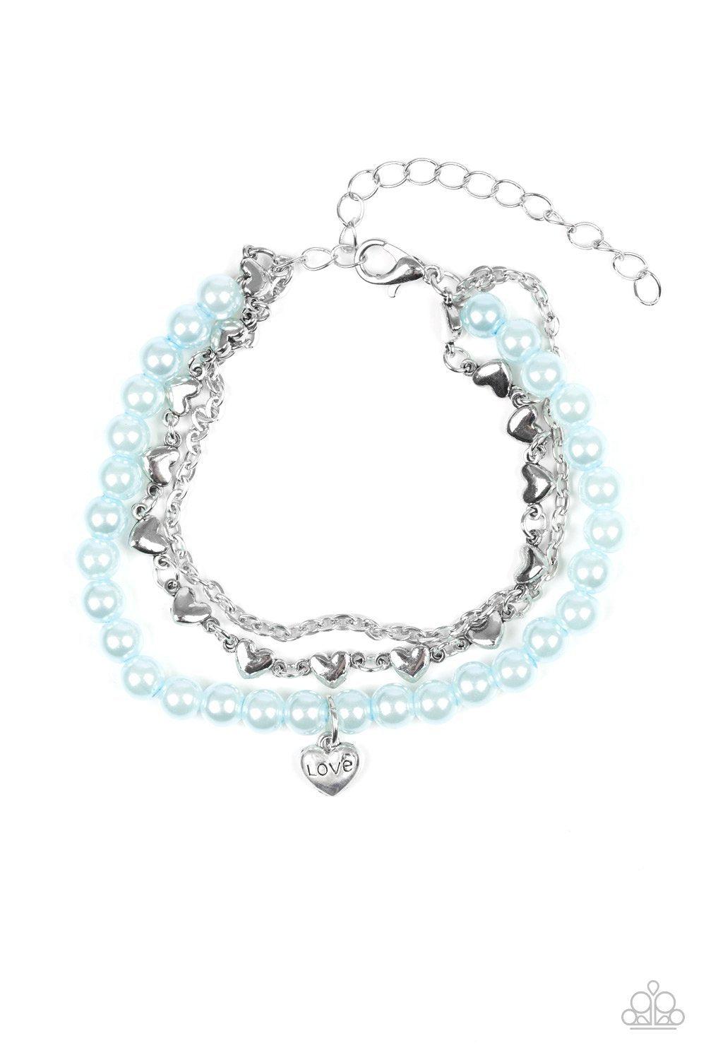 Love Like You Mean It Blue Pearl Bracelet - Paparazzi Accessories- on model - CarasShop.com - Paparazzi Jewelry by Cara Jewels