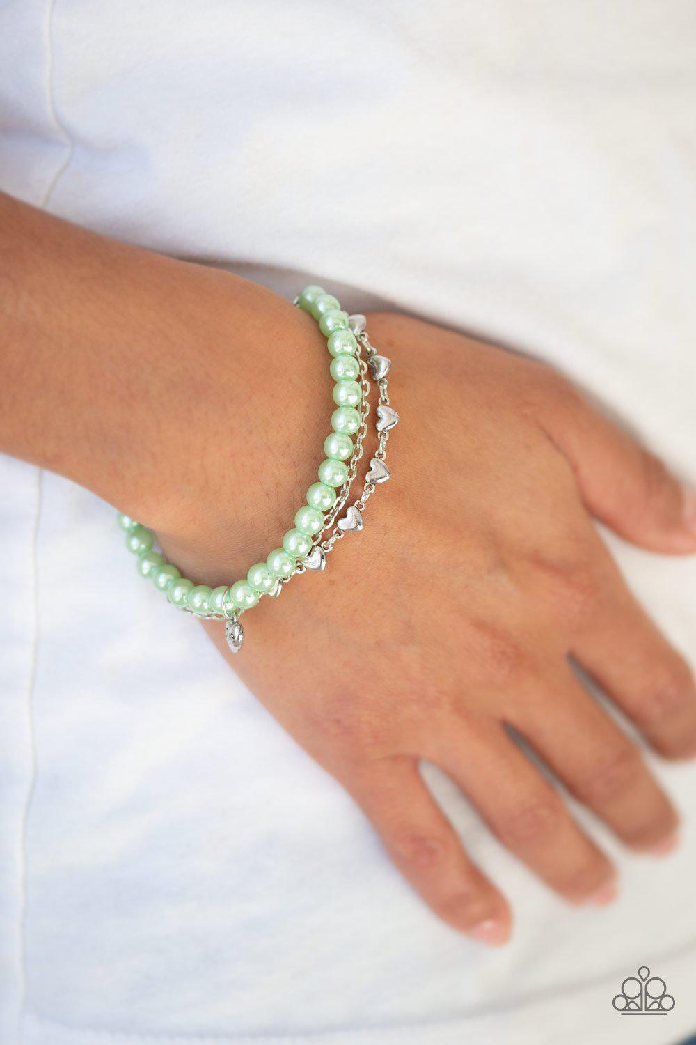 Love Like You Mean It Green Bracelet - Paparazzi Accessories- lightbox - CarasShop.com - Paparazzi Jewelry by Cara Jewels