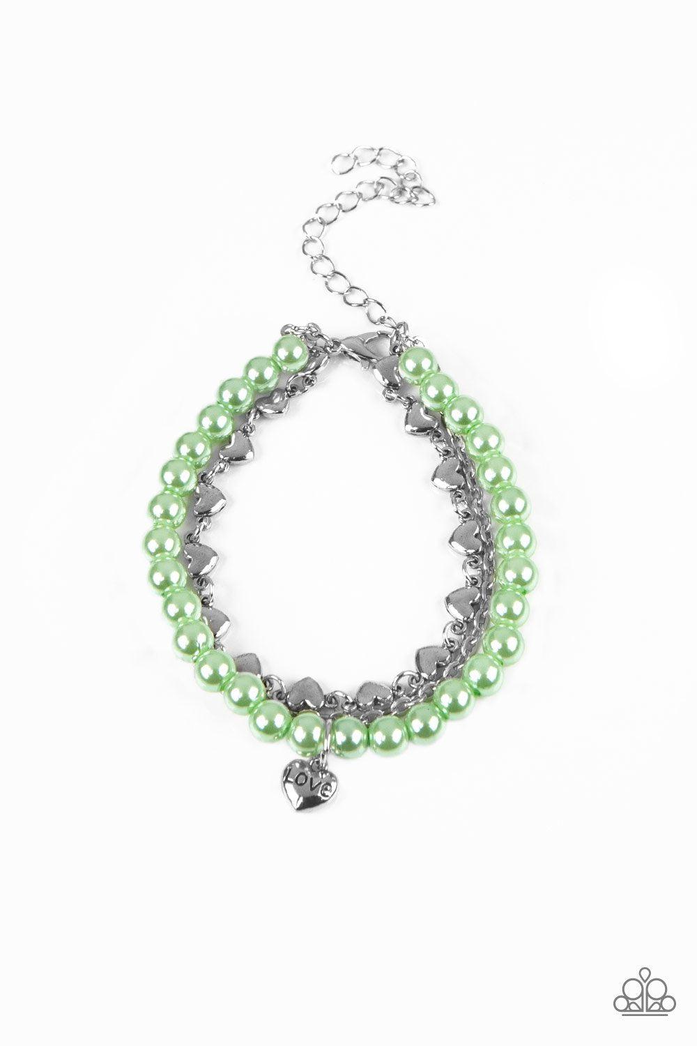 Love Like You Mean It Green Bracelet - Paparazzi Accessories- on model - CarasShop.com - Paparazzi Jewelry by Cara Jewels