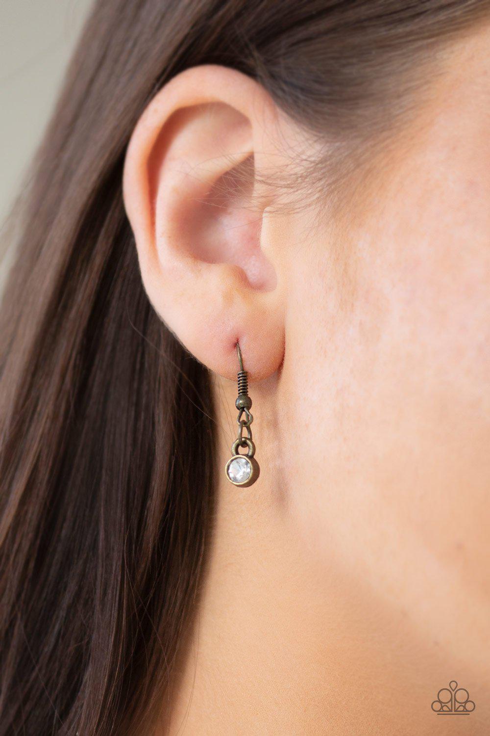 Love Opens All Doors Brass Heart and Key Layered Necklace - Paparazzi Accessories - free matching earrings -CarasShop.com - Paparazzi Jewelry by Cara Jewels