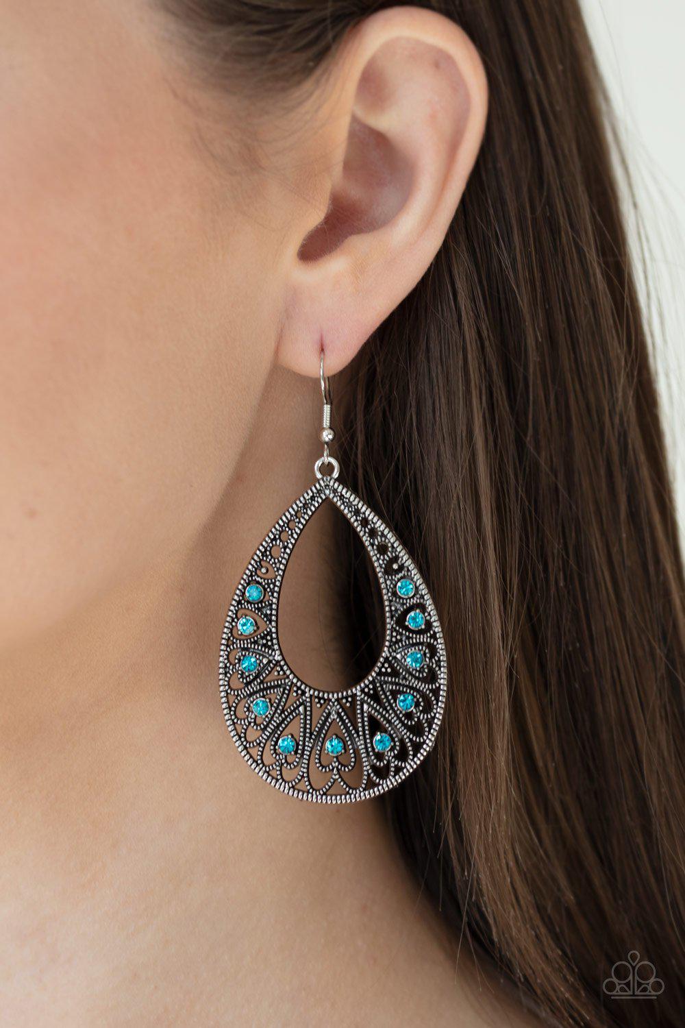 Love To Be Loved Blue Teardrop Earrings - Paparazzi Accessories- lightbox - CarasShop.com - Paparazzi Jewelry by Cara Jewels