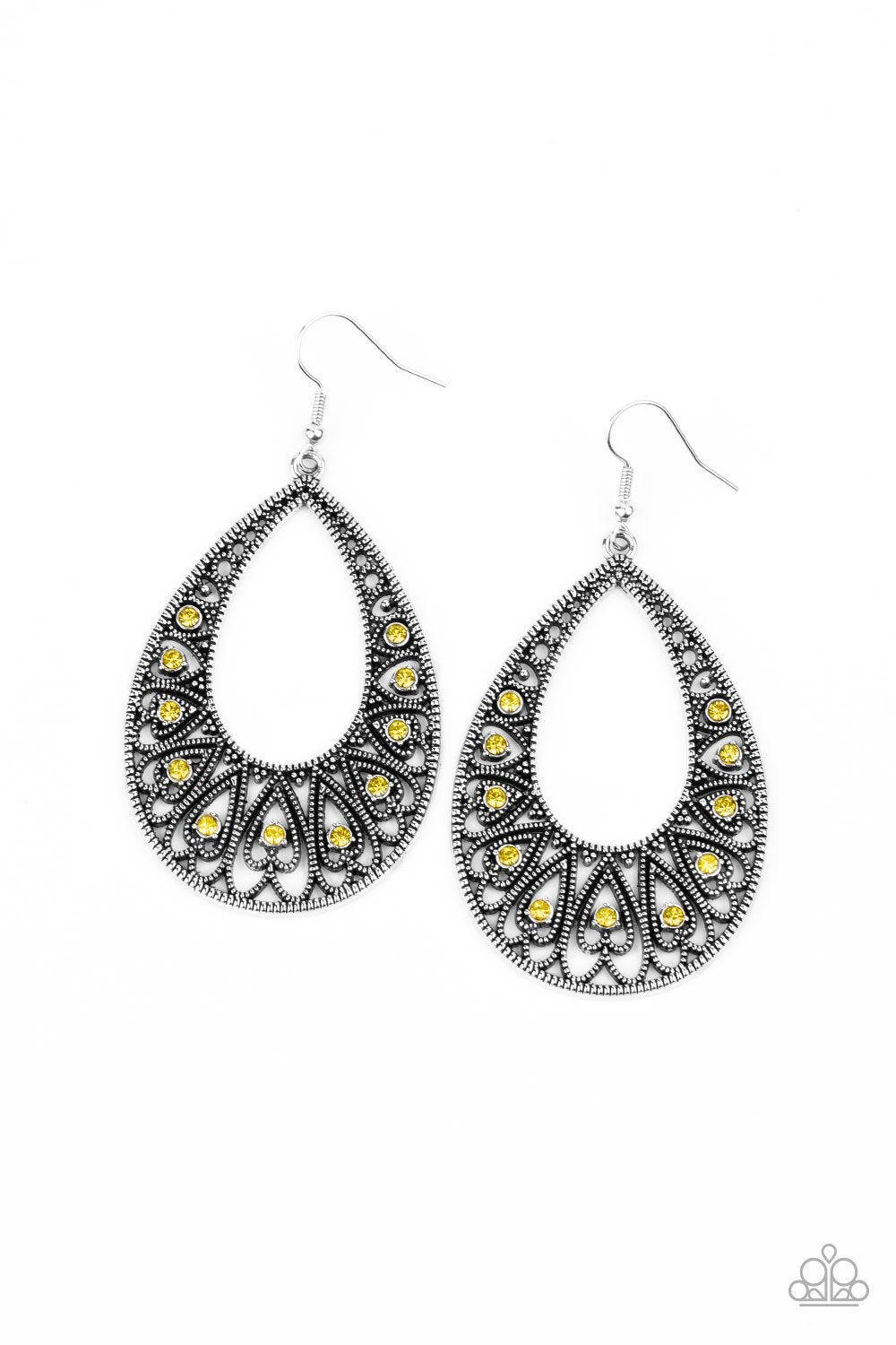 Love To Be Loved Yellow Teardrop Earrings - Paparazzi Accessories- lightbox - CarasShop.com - Paparazzi Jewelry by Cara Jewels