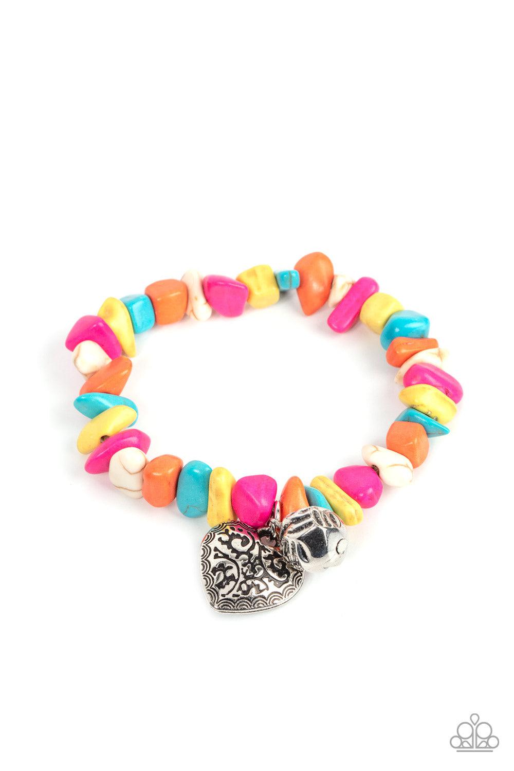 Love You to Pieces Multi Stone Heart Bracelet - Paparazzi Accessories- lightbox - CarasShop.com - Paparazzi Jewelry by Cara Jewels