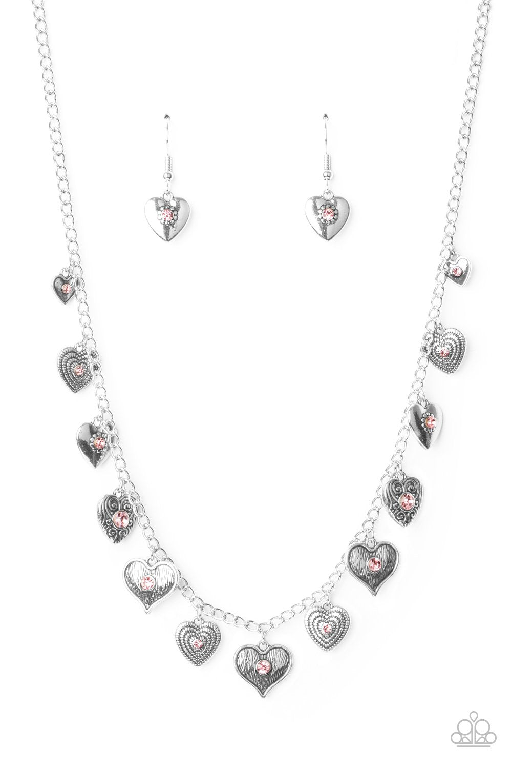 Lovely Lockets Pink Rhinestone Heart Necklace - Paparazzi Accessories- lightbox - CarasShop.com - Paparazzi Jewelry by Cara Jewels