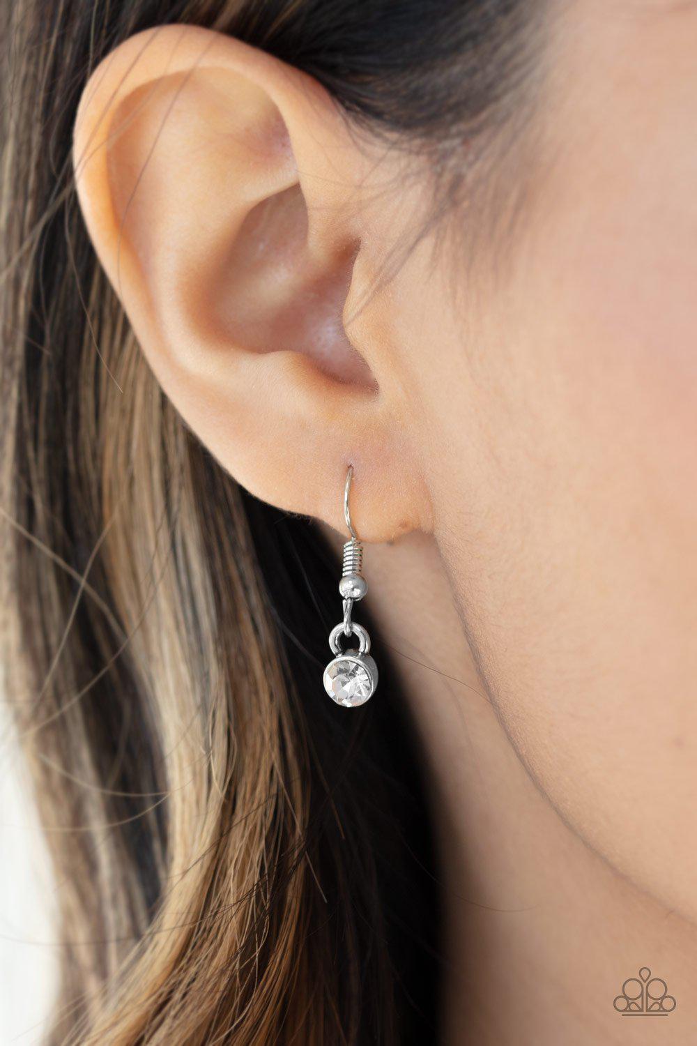 Lovely Luminosity Pink Rhinestone Heart Lanyard Necklace - Paparazzi Accessories - free matching earrings -CarasShop.com - Paparazzi Jewelry by Cara Jewels