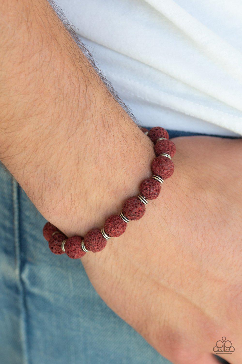 Luck - Red Lava Rock Stretch Bracelet - Paparazzi Accessories- lightbox - CarasShop.com - Paparazzi Jewelry by Cara Jewels