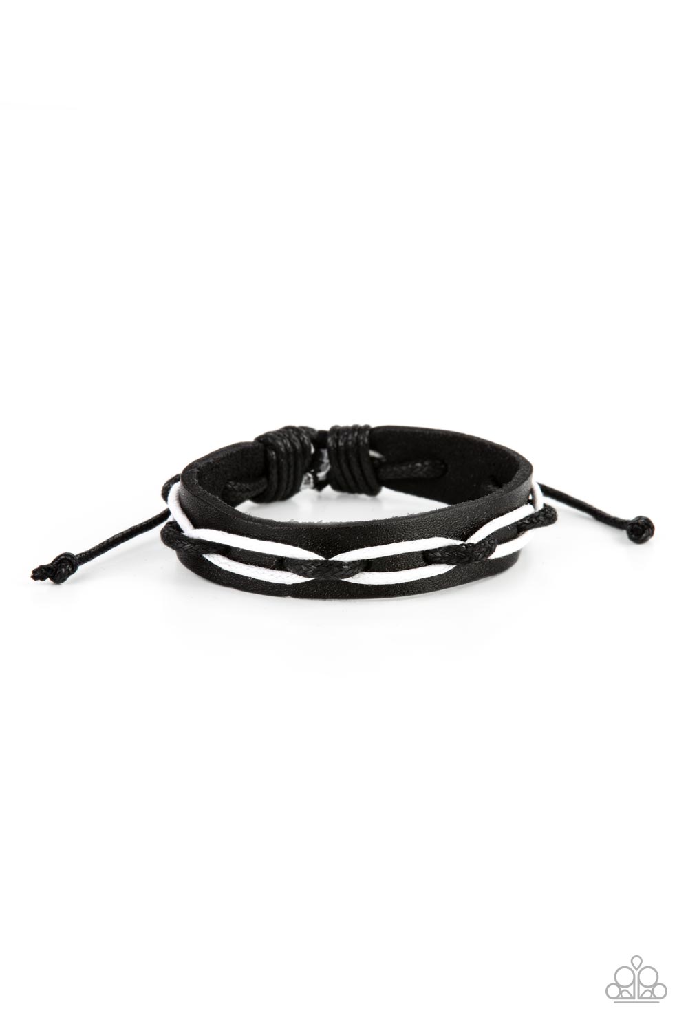 Lucky Locomotion Black Leather Urban Bracelet - Paparazzi Accessories- lightbox - CarasShop.com - Paparazzi Jewelry by Cara Jewels