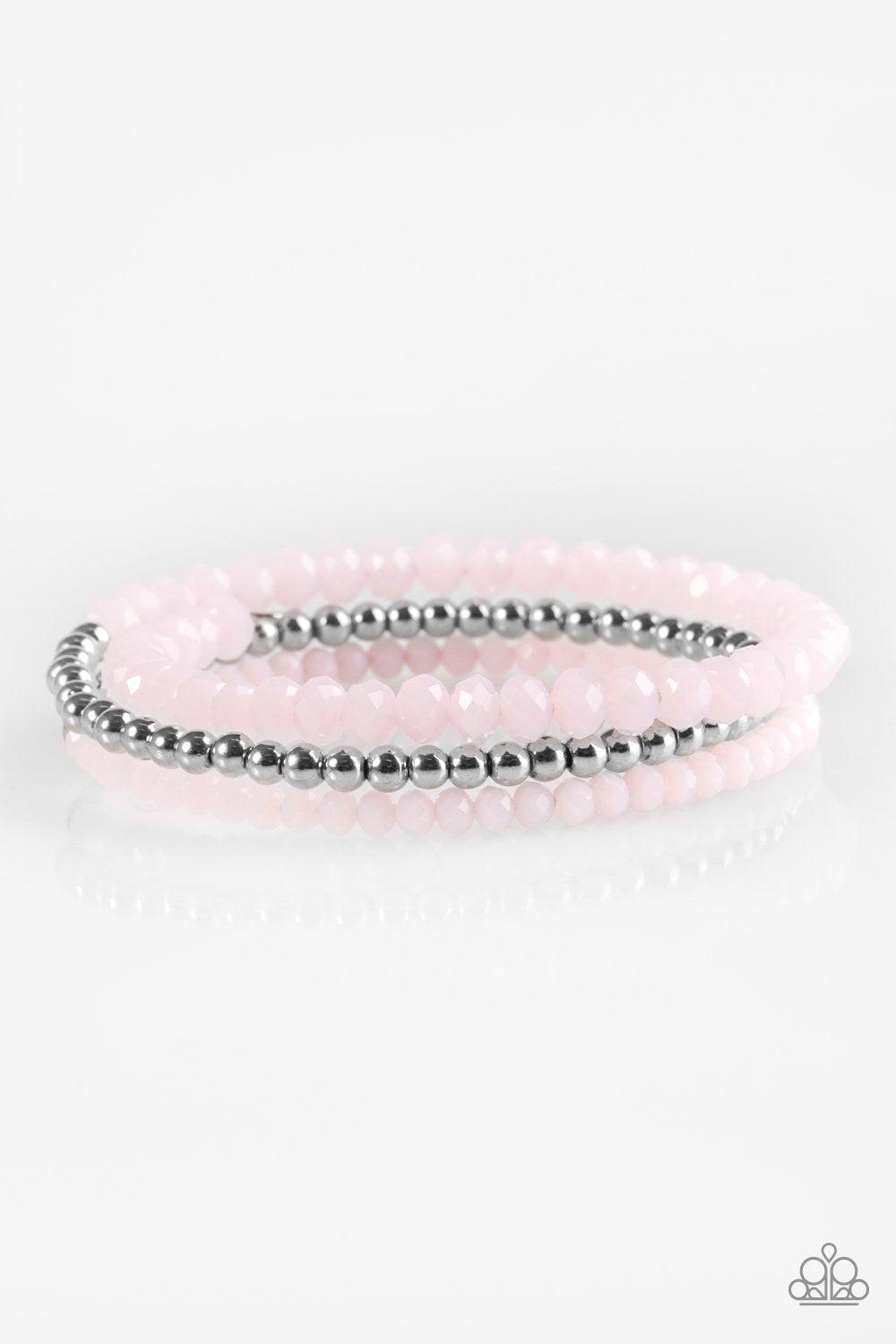 Luminous Lustre Pink Infinity Wrap Bracelet - Paparazzi Accessories- on model - CarasShop.com - Paparazzi Jewelry by Cara Jewels