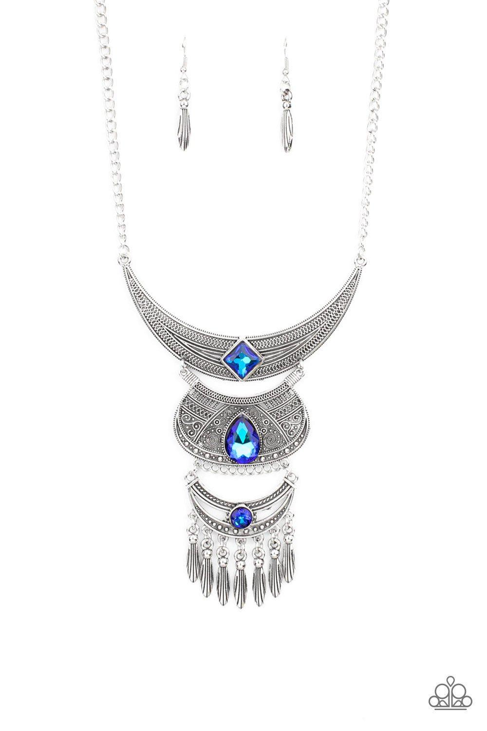 Lunar Enchantment Blue UV Shimmer Rhinestone Necklace - Paparazzi Accessories- lightbox - CarasShop.com - Paparazzi Jewelry by Cara Jewels