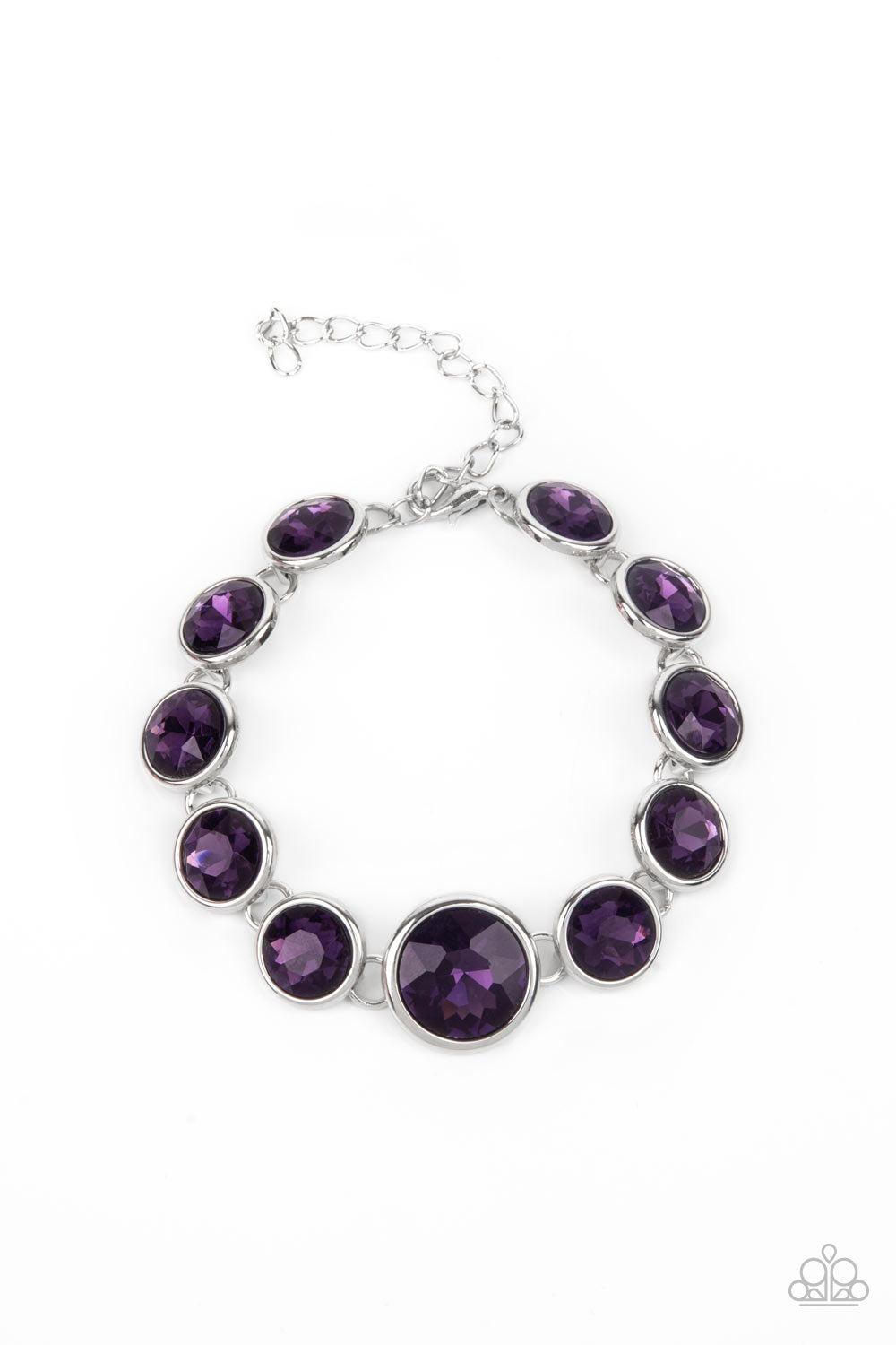 Lustrous Luminosity Purple Rhinestone Bracelet - Paparazzi Accessories- lightbox - CarasShop.com - Paparazzi Jewelry by Cara Jewels